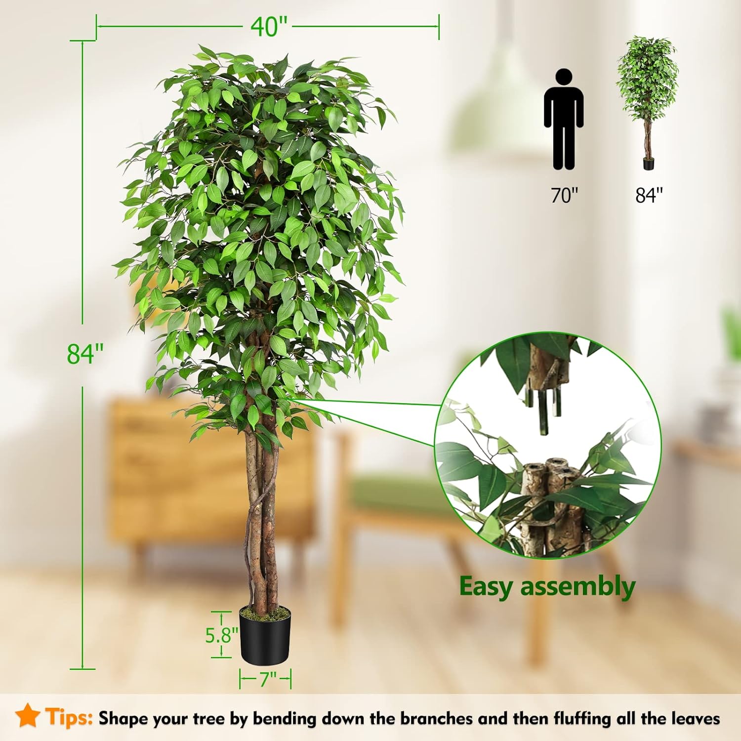 Lifelike Artificial Ficus Tree - Monstera Adansonii review and price